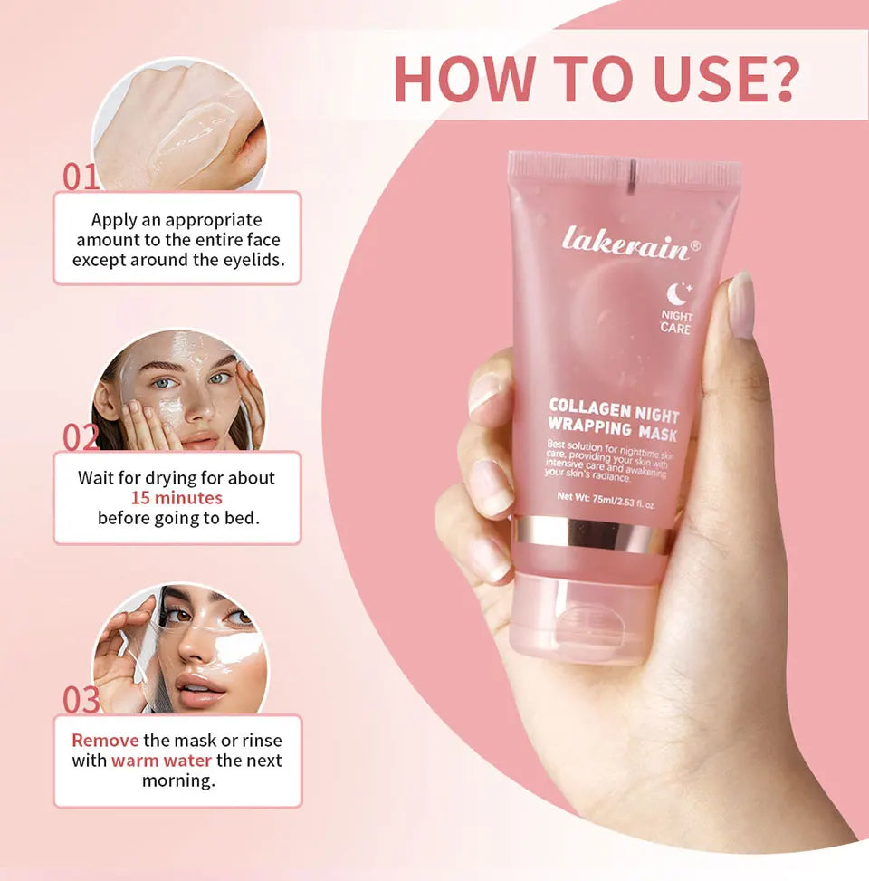 Collagen Night Wrapping Mask and Peel Off Facial Treatment for Overnight Repair - 27