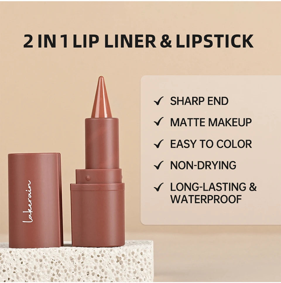Matte Lip Liner and Lipstick Pen for Long Lasting Waterproof Daily Makeup Look - 9