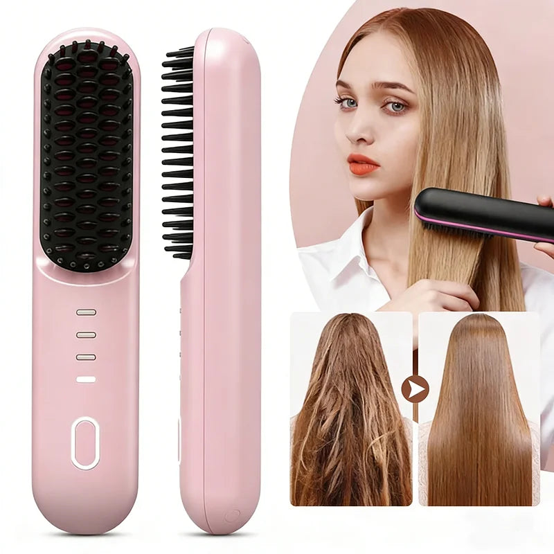 Hair Straightening Brush and Heated Smoothing Comb for Quick Daily Styling