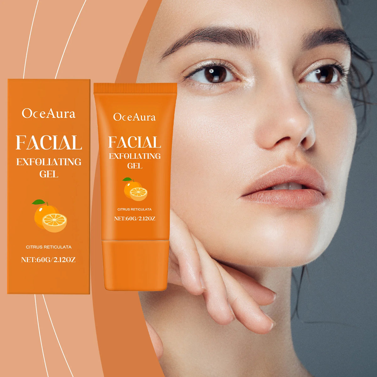 Orange Exfoliating Gel and Facial Scrub Cleanser for Brightening Dull Skin
