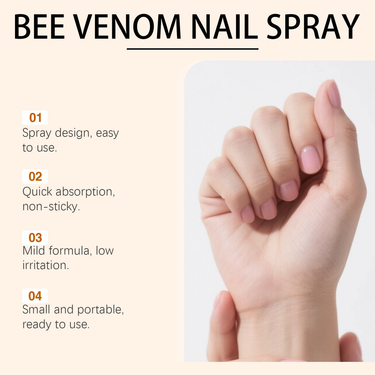 Bee Venom Nail Spray and Fungus Treatment for Restoring Damaged and Brittle Nails