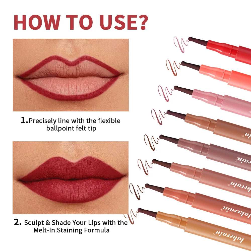Lip Liner Stain and Waterproof Lip Contour Pen for Precise Long Lasting Makeup