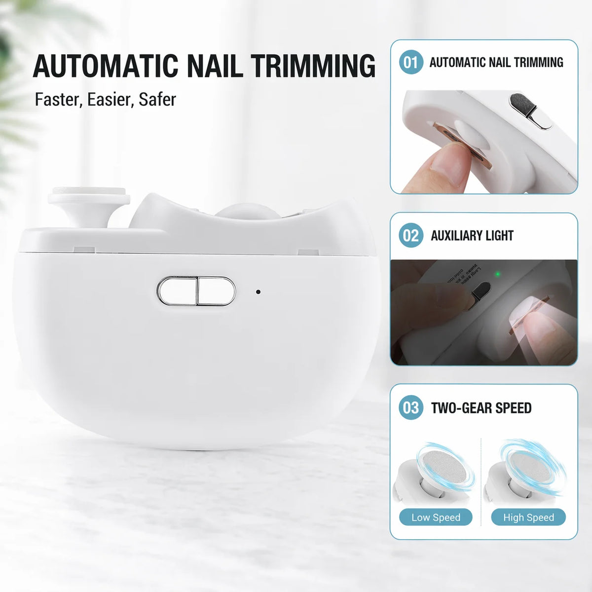Electric Nail Clipper and Automatic Nail Trimmer for Baby Adult and Elderly