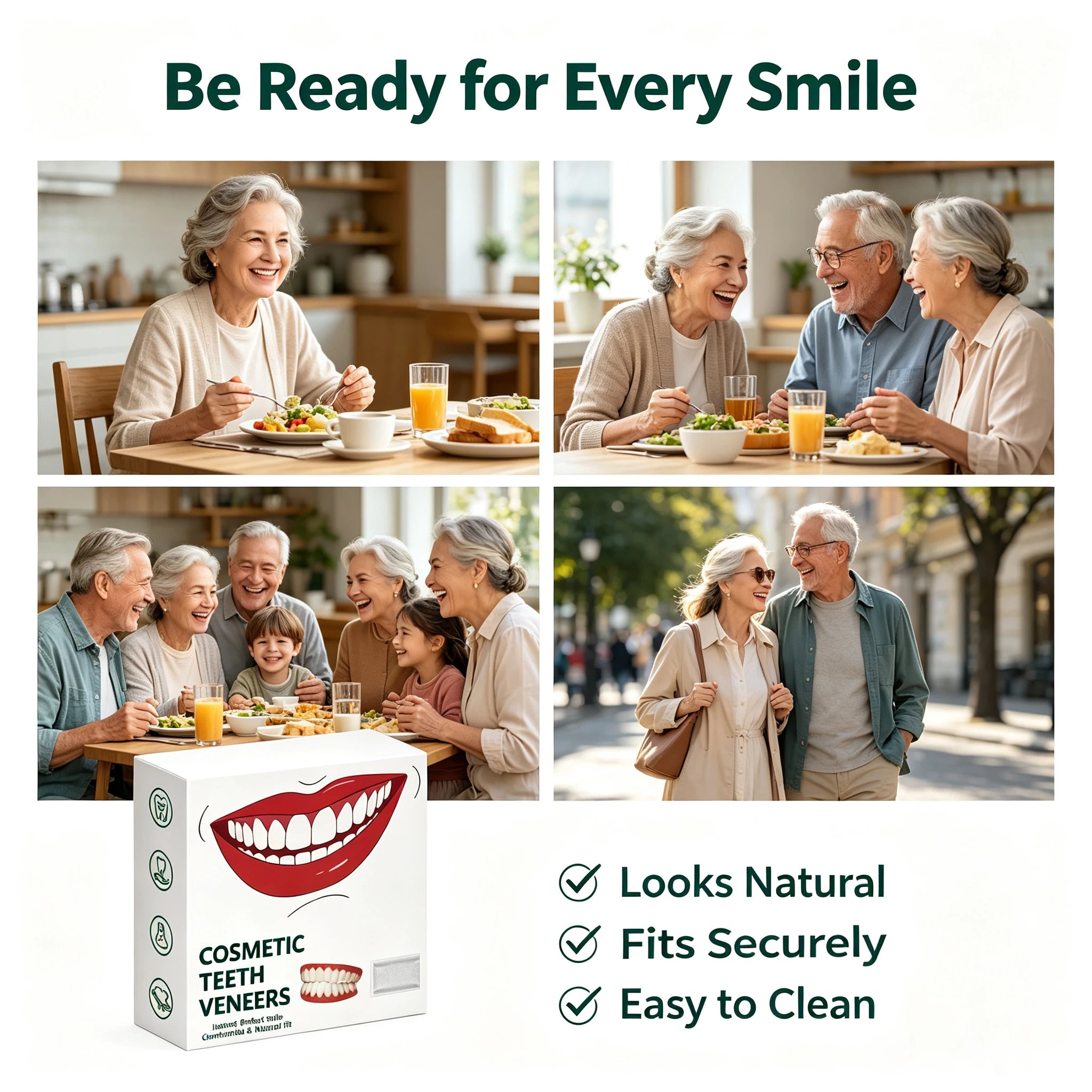 Silicone Full Dentures and Cosmetic False Teeth for Daily Oral Care Comfort - 4