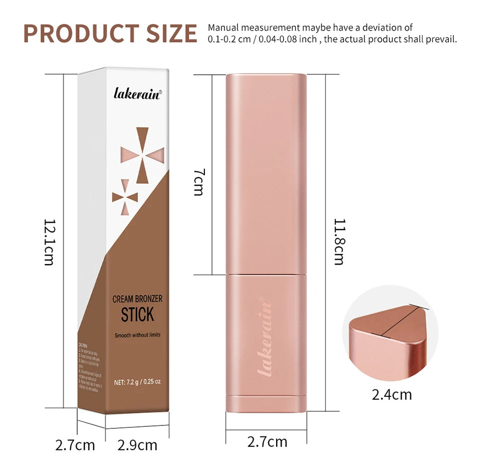 Cream Bronzing Stick and Contour Shaping Makeup for a Natural Sun Kissed Glow