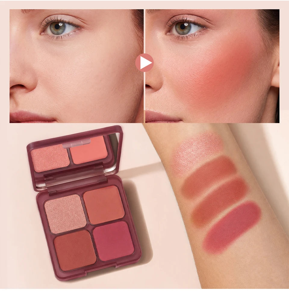 Blush Palette and Face Powder Makeup for Natural Daily Glow and Soft Focus Finish - 12