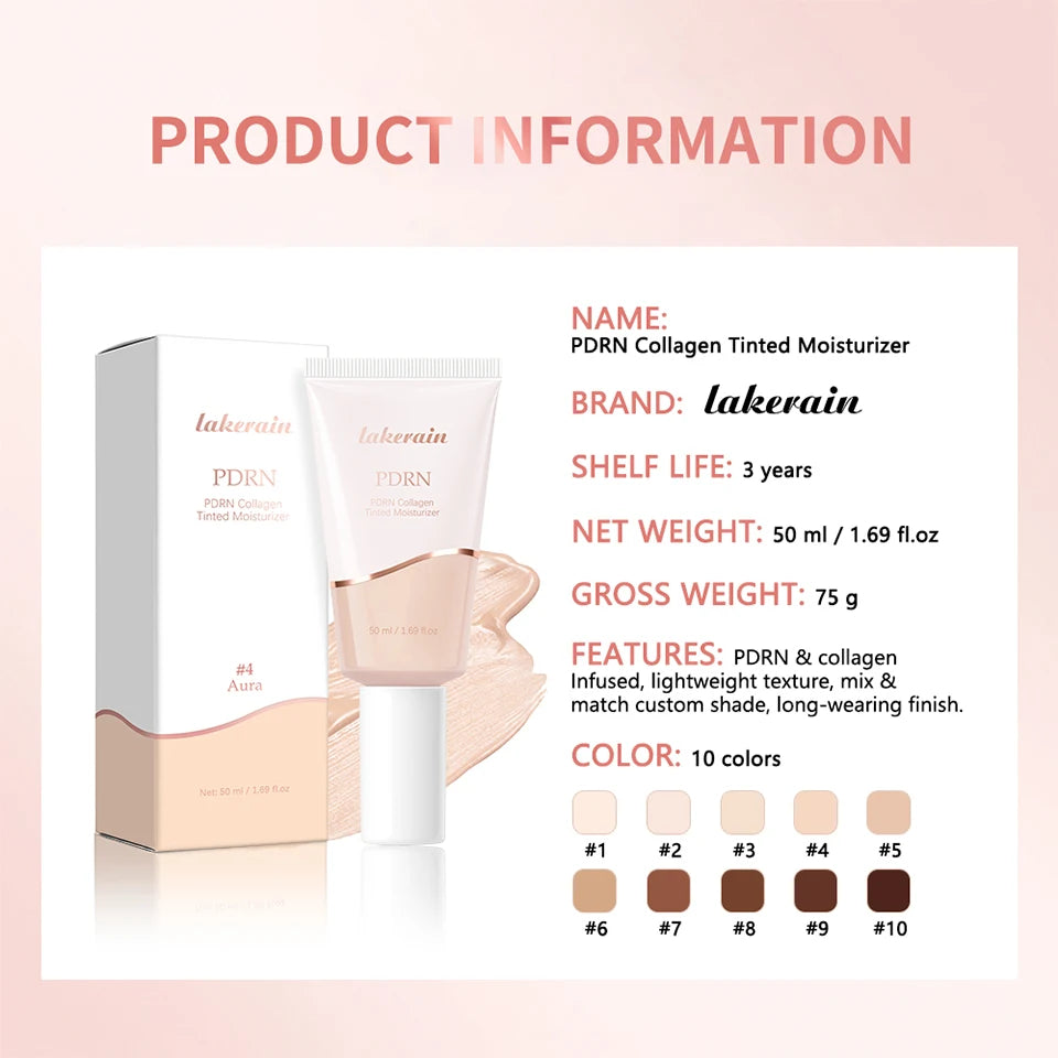 PDRN Collagen Tinted Moisturizer and Radiant Skin Foundation for Daily Glow Makeup