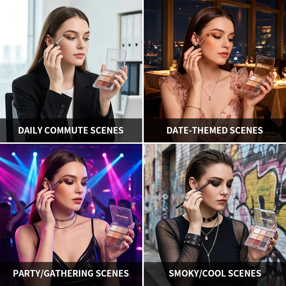 Nine Color Eyeshadow Palette and Matte Shimmer Makeup Kit for Daily Smoky Looks - 6