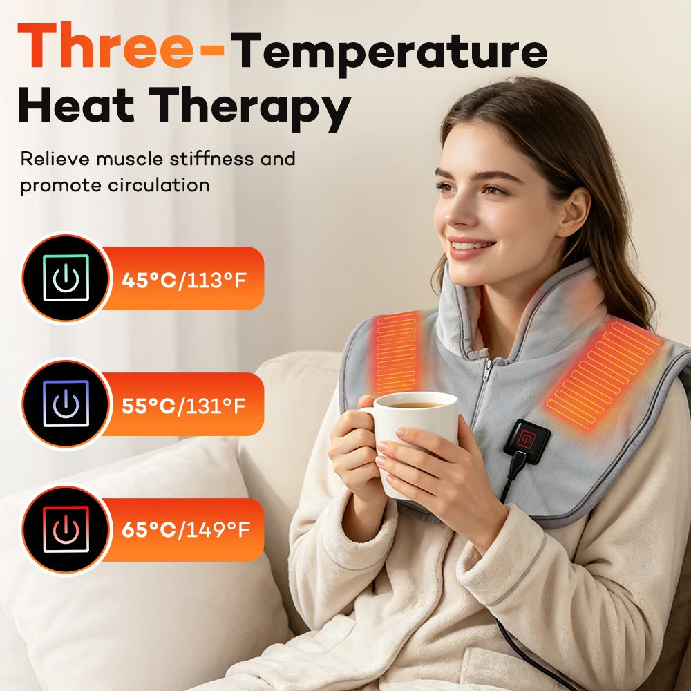 Heated Shoulder Wrap and Electric Heating Shawl for Cold Days at Home or Office