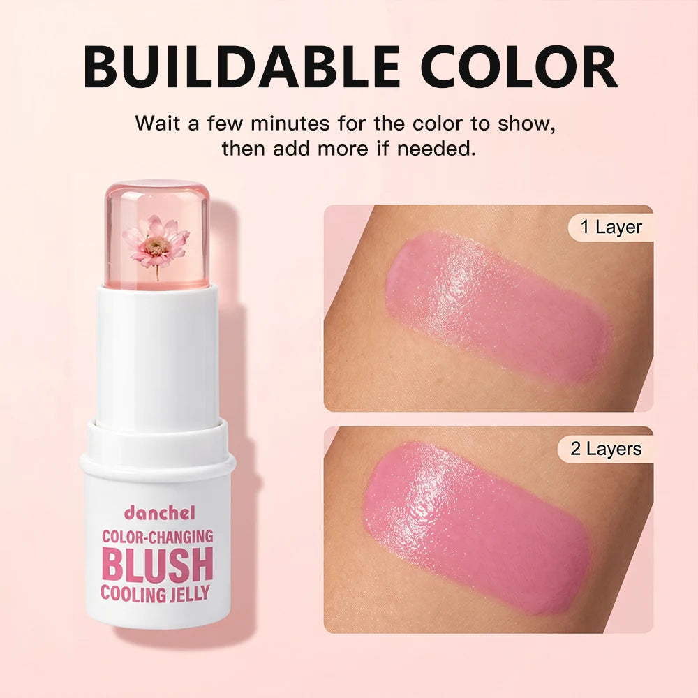 Color Changing Jelly Blush and Floral Tint Stick for Natural Daily Makeup - 6