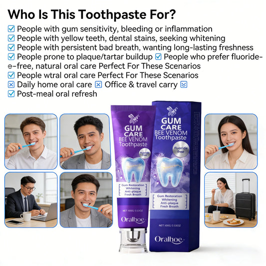 Bee Venom Gum Care Toothpaste and Teeth Whitening Paste for Daily Oral Hygiene