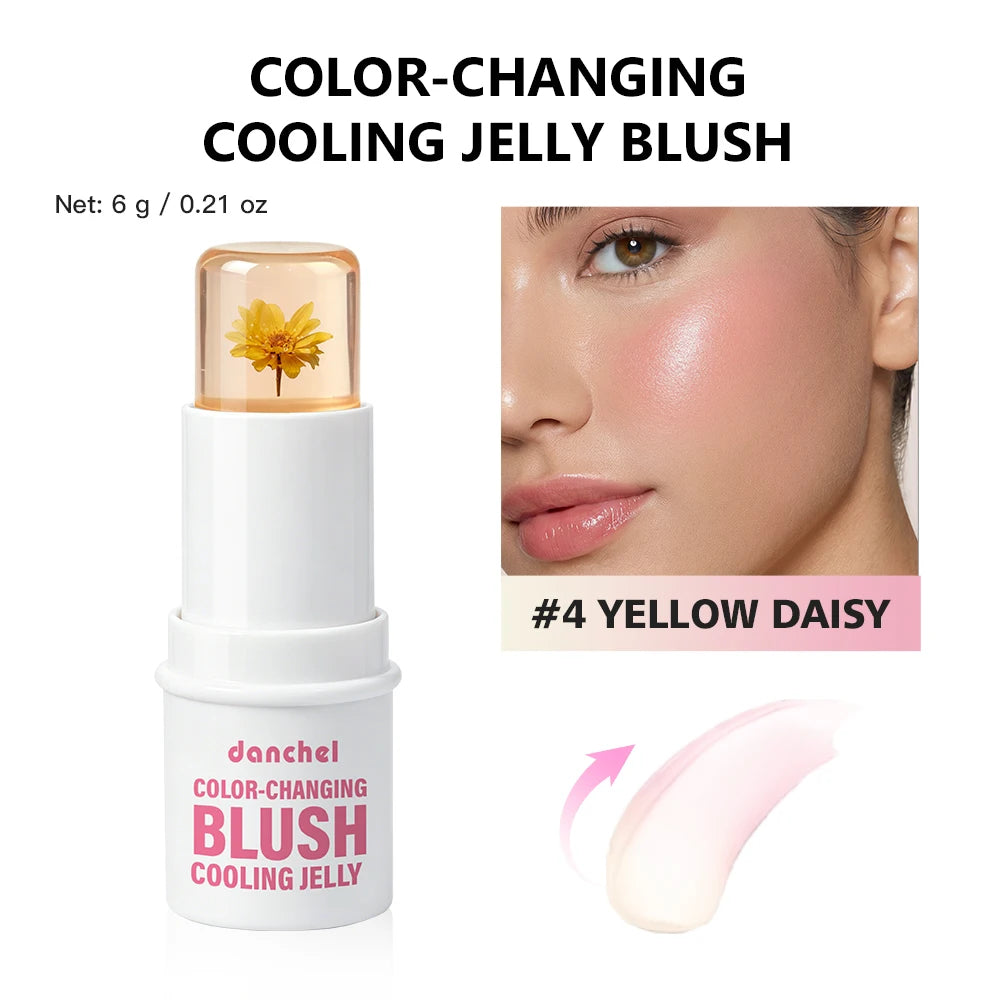 Color Changing Jelly Blush and Floral Tint Stick for Natural Daily Makeup