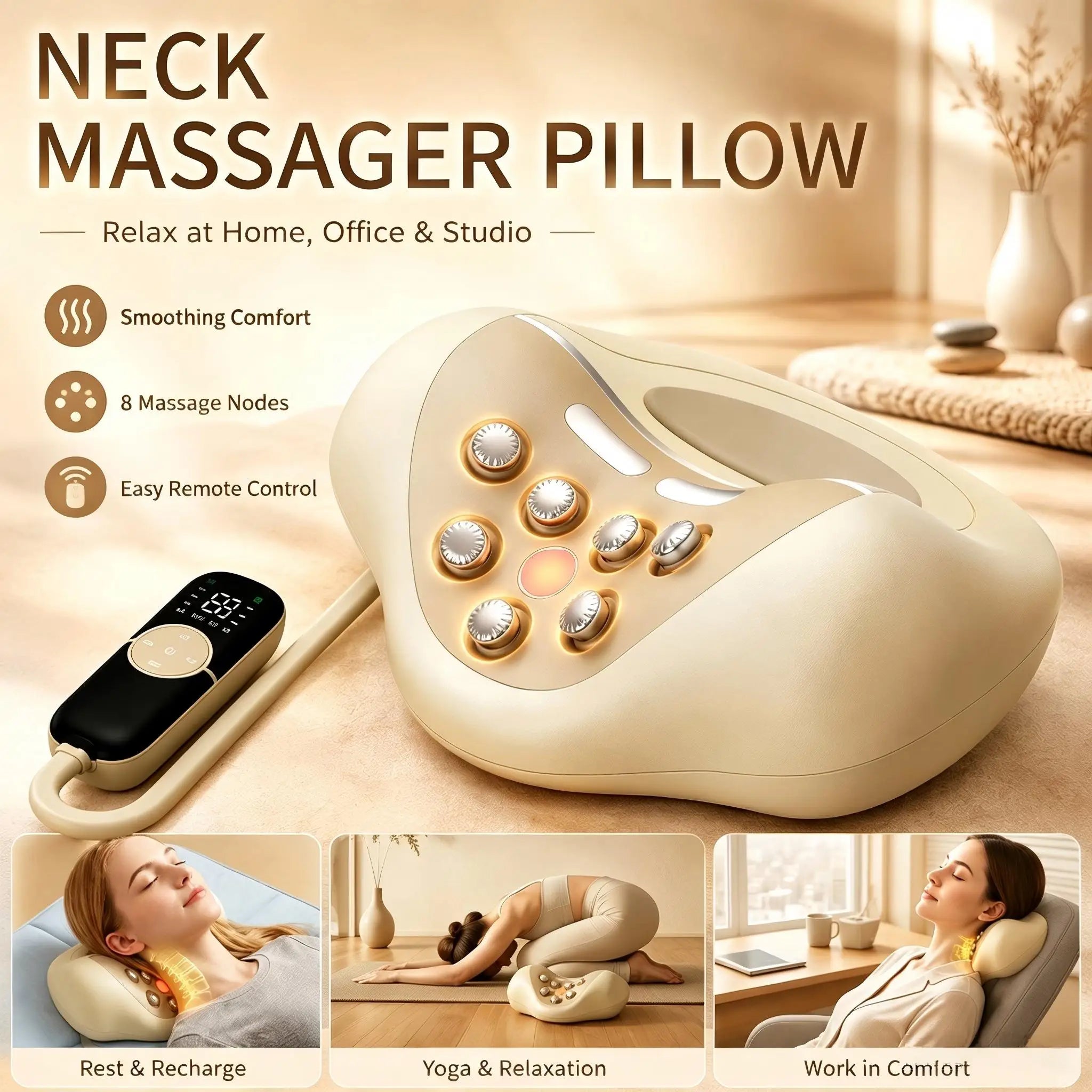 Neck Massager Pillow and Traction Device for Home Office and Travel Relaxation - 7