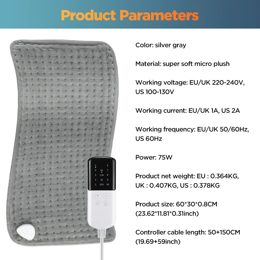 Electric Heating Pad and Thermal Warming Mat for Targeted Pain Relief at Home - 20