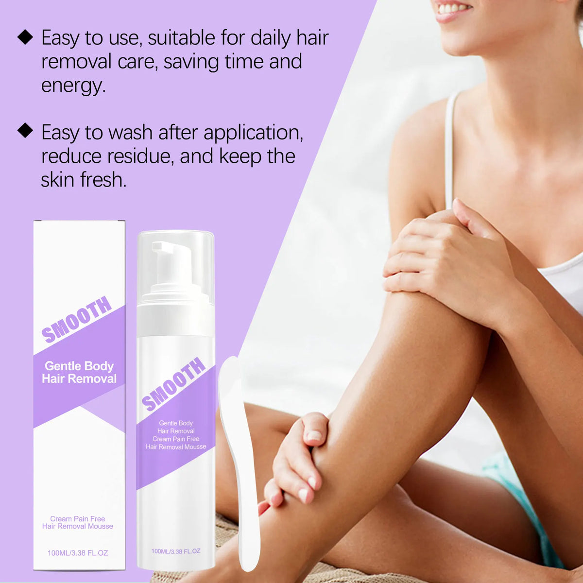 Hair Removal Mousse and Depilatory Foam for Painless Body Hair Maintenance