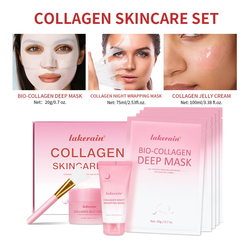 Collagen Skincare Set and Facial Mask Kit for Deep Hydration and Nourishment