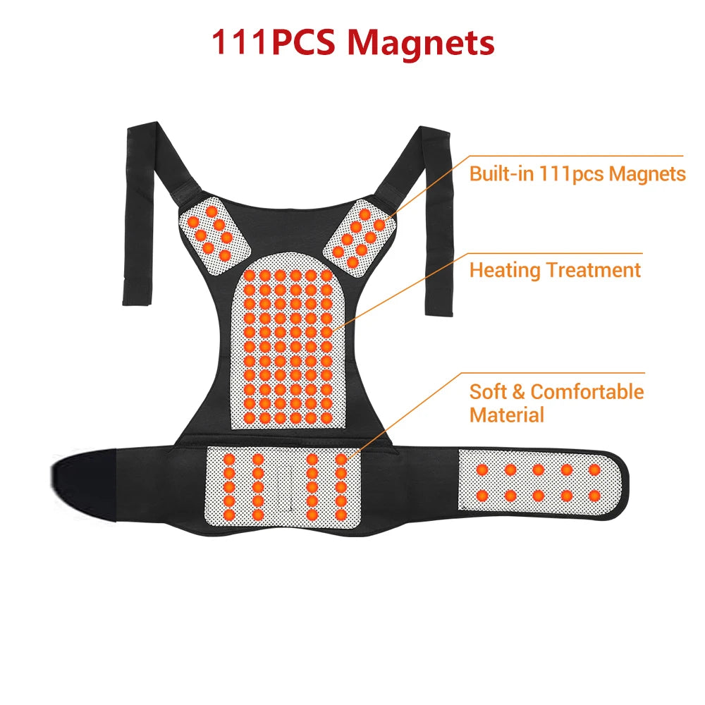 Self Heating Tourmaline Back Brace and Magnetic Posture Support for Relief