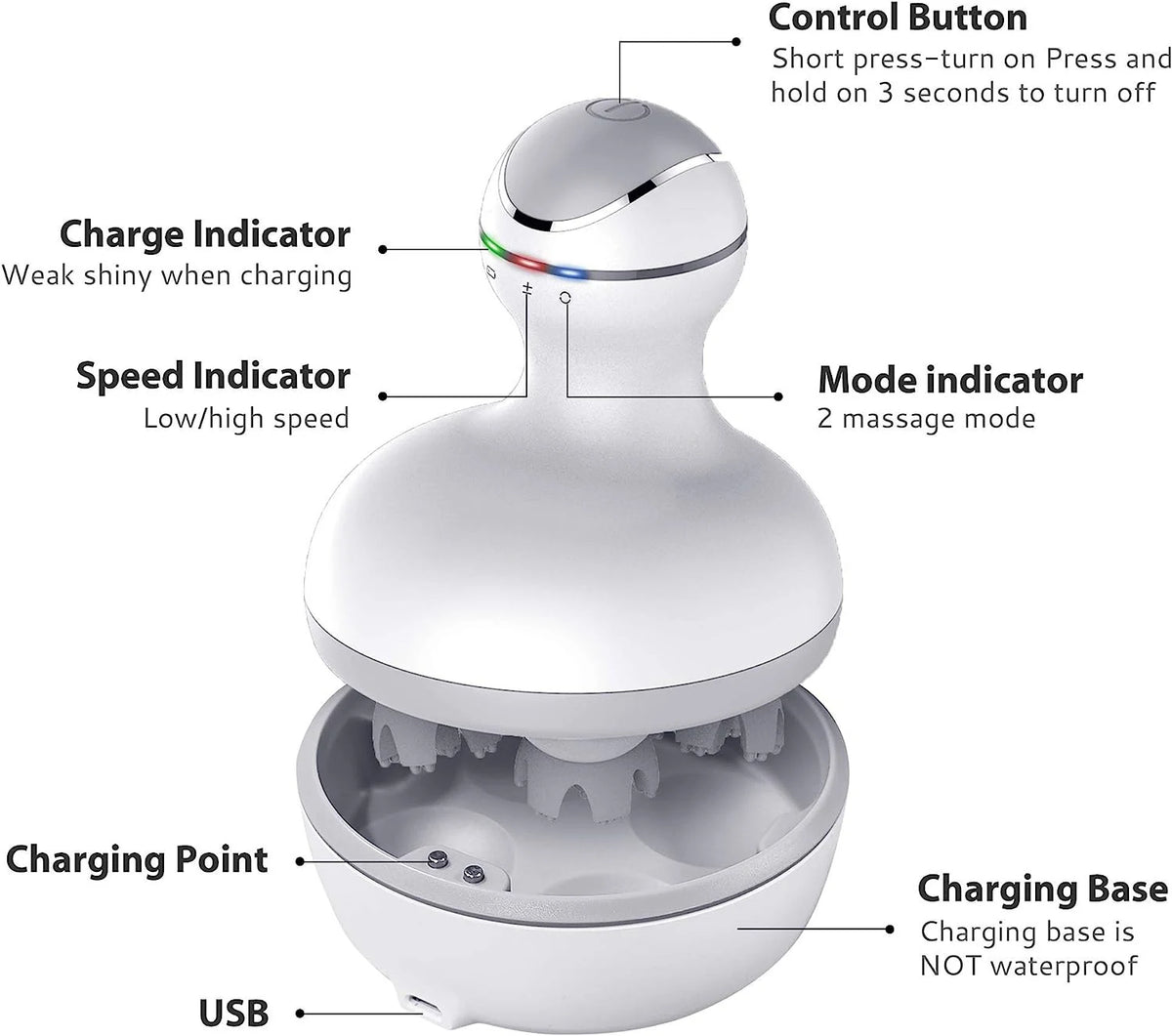 Electric Scalp Massager and Handheld Head Scratcher for Deep Stress Relief