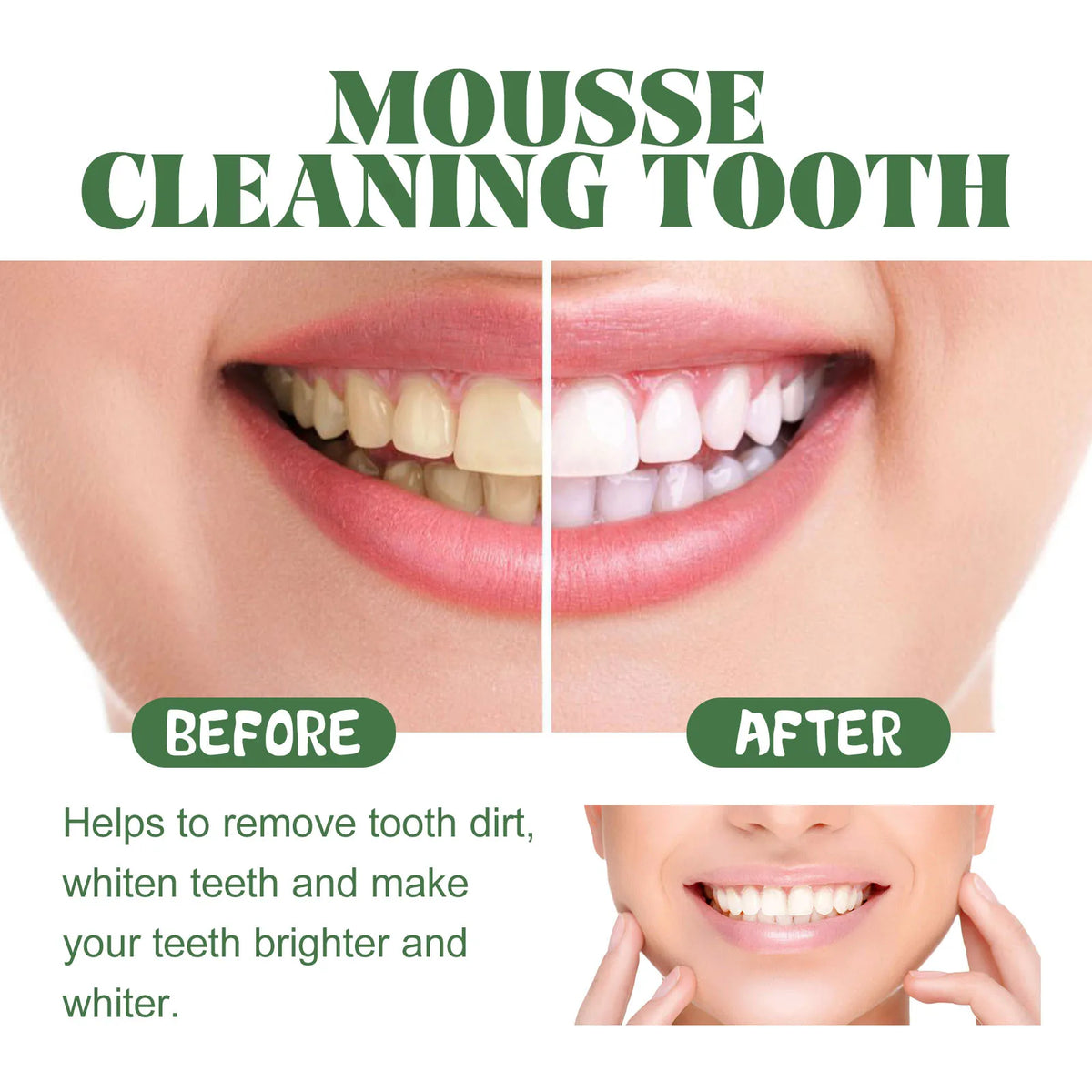 Whitening Foaming Toothpaste and Dental Mousse for Daily Teeth Stain Removal