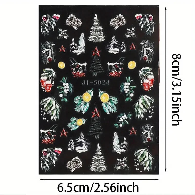 Christmas Nail Stickers and Winter Snowflake Nail Decals for Holiday Art