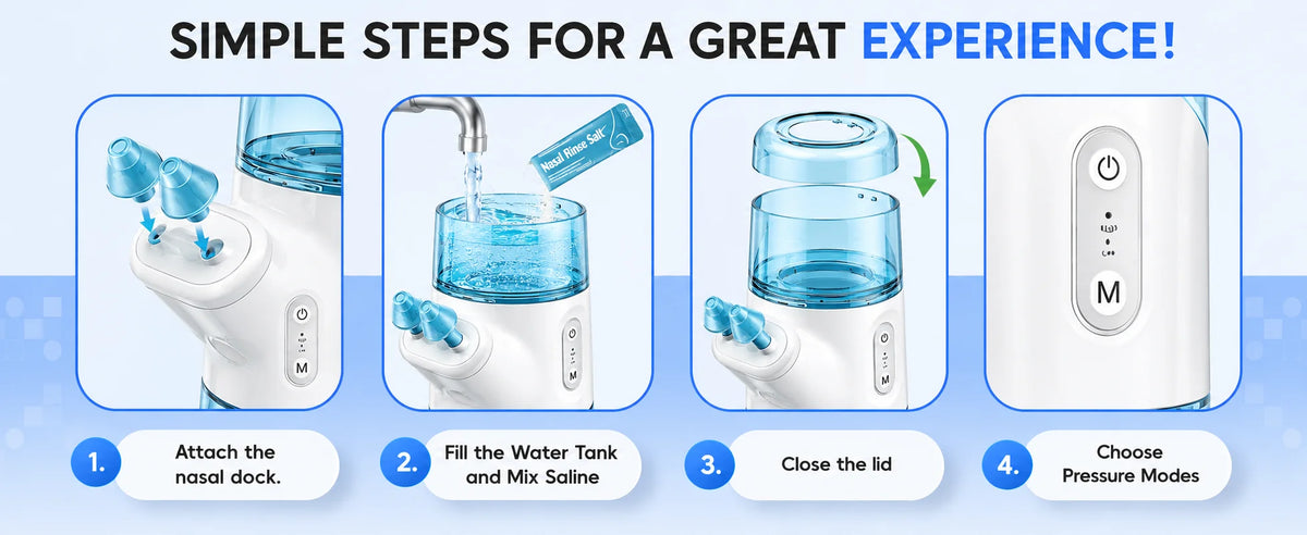 Electric Nasal Irrigator and Sinus Rinse Device for Daily Congestion Relief