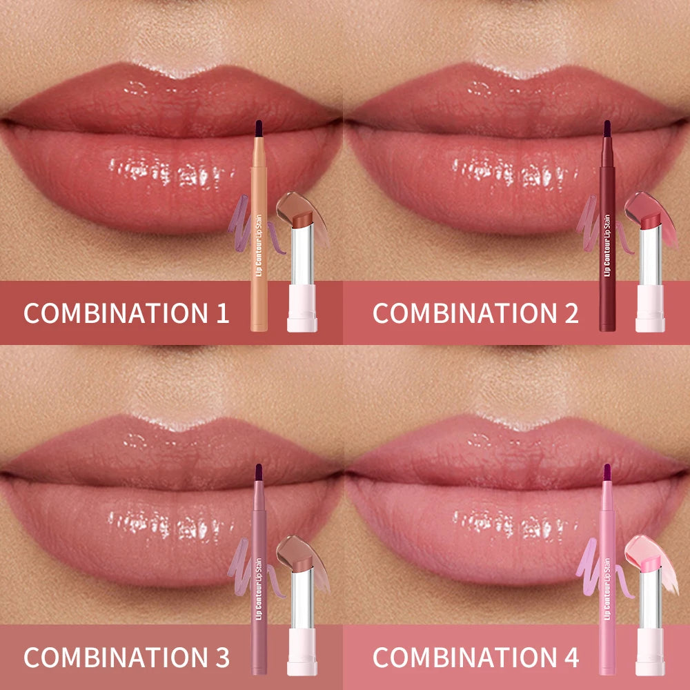 Lip Liner Pencil and Moisturizing Balm Set for Defining and Hydrating Daily Lips - 2