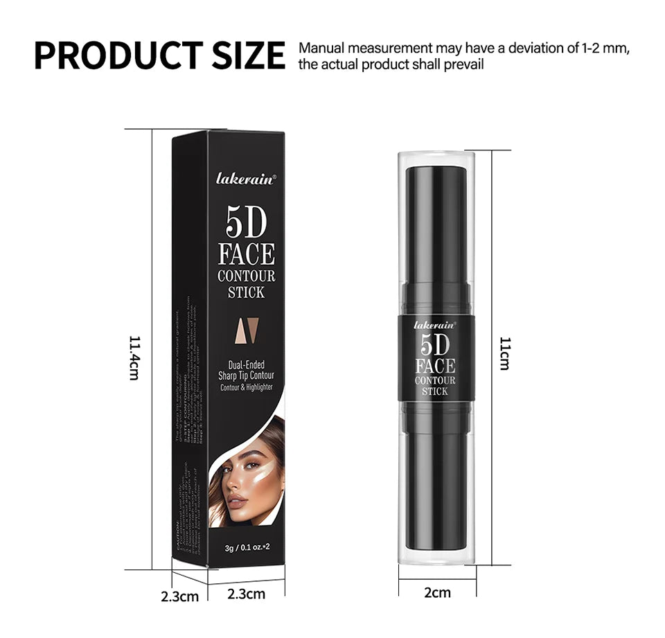 Dual Ended Contour Stick and Face Highlighter for Perfect Sculpted Makeup Looks