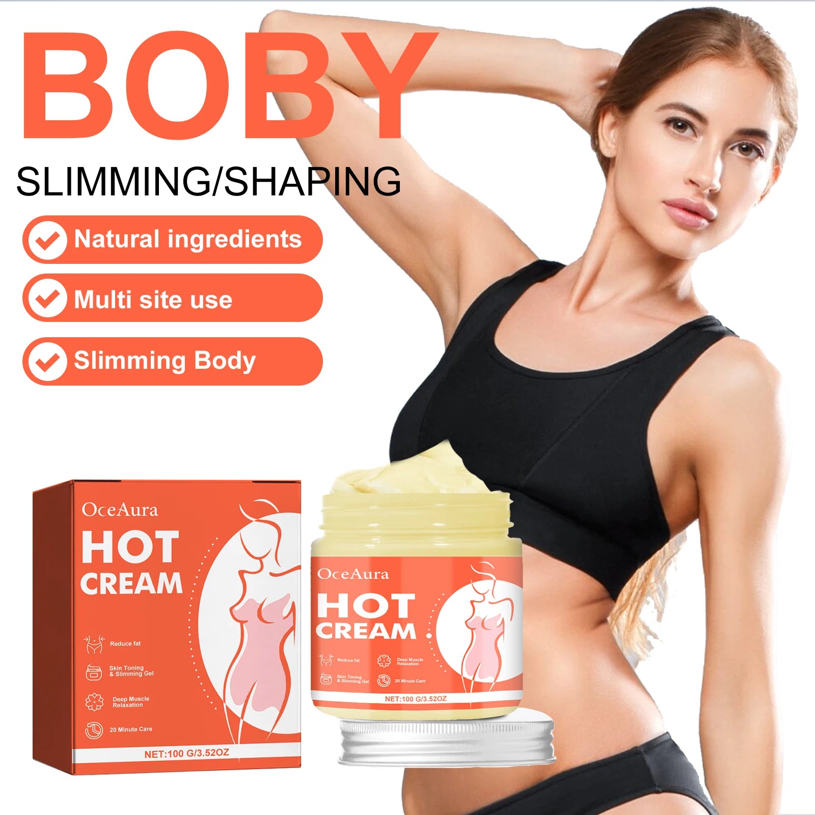 Hot Cream and Cellulite Massage Gel for Body Slimming and Skin Tightening - 8
