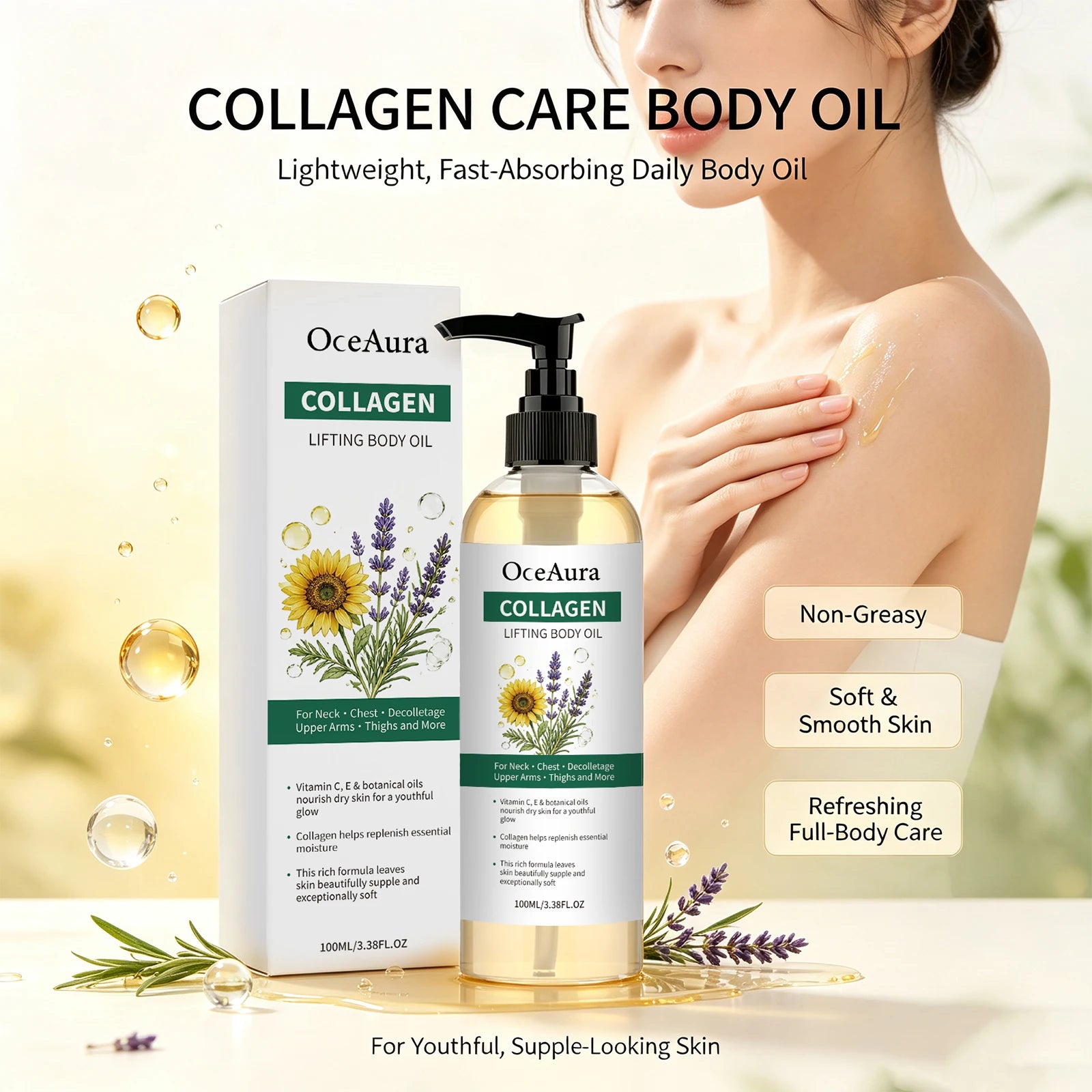 Collagen Body Oil and Skin Firming Serum for Daily Moisturizing and Hydration - 4