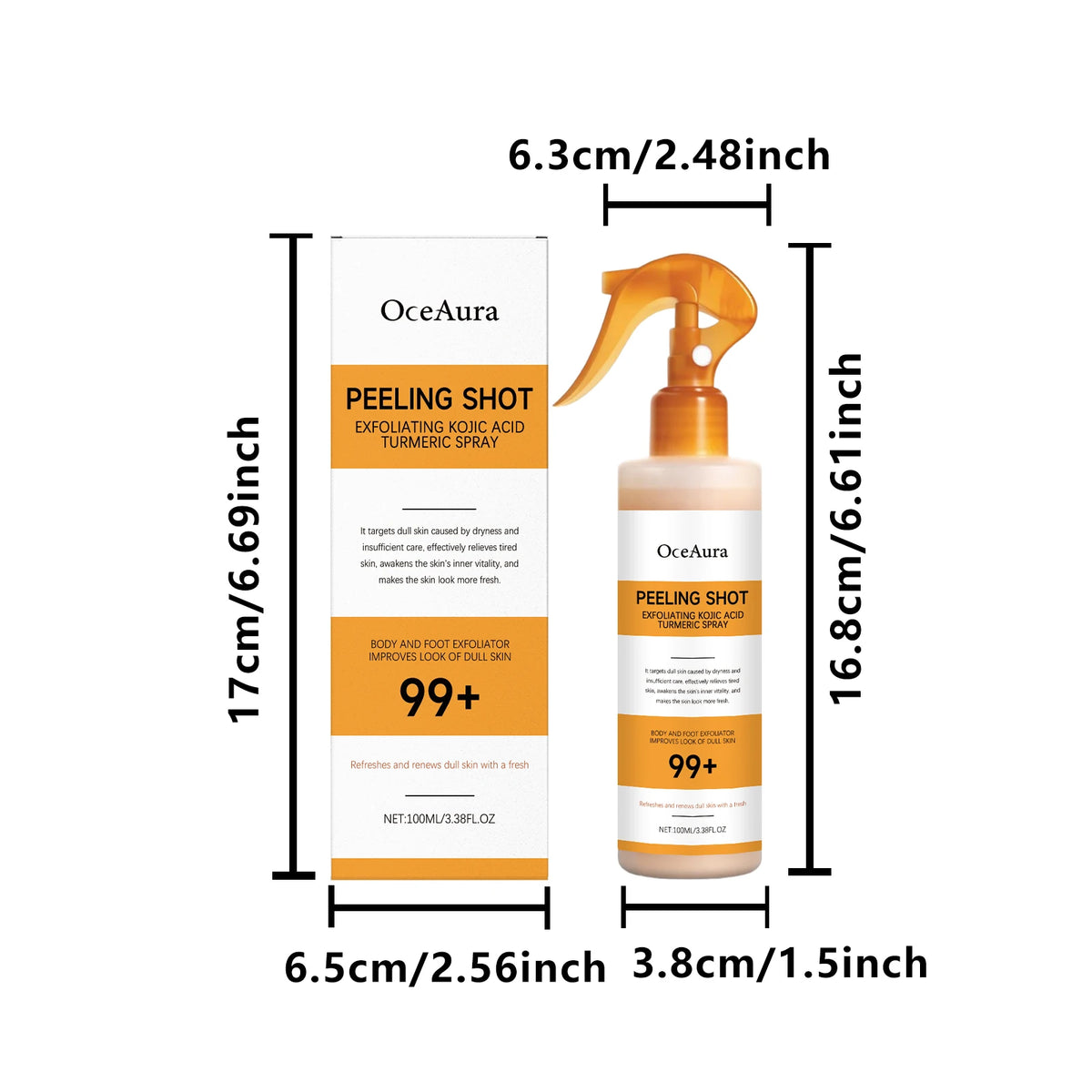 Exfoliating Spray and Skin Brightening Serum for Body and Foot Care Routine