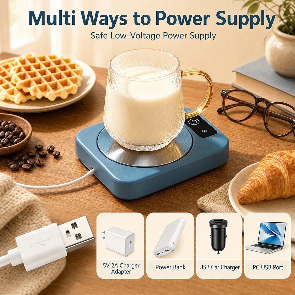 Electric Mug Warmer and Beverage Heating Coaster for Home and Office Use