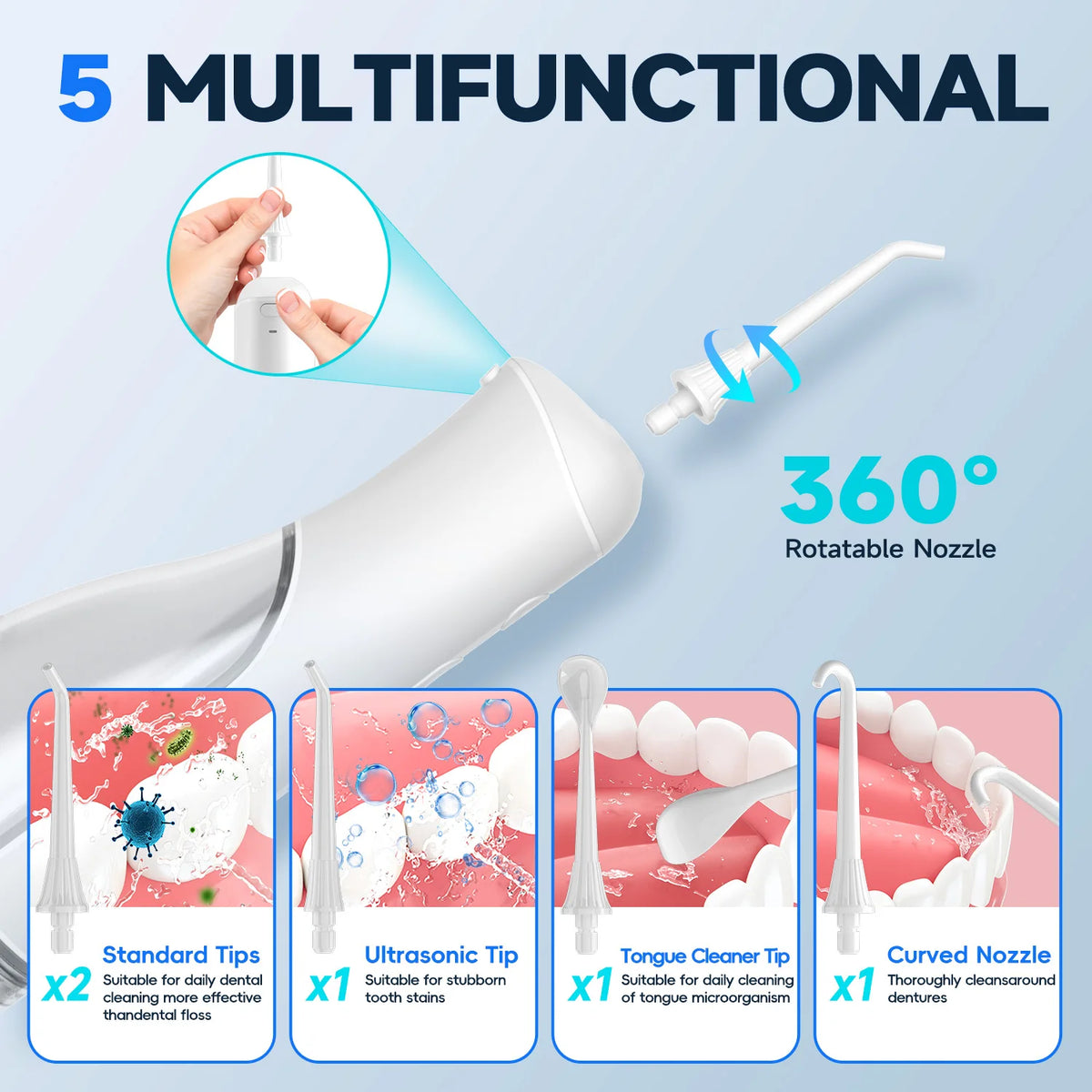 Water Flosser and Cordless Oral Irrigator for Daily Teeth Cleaning and Gum Health
