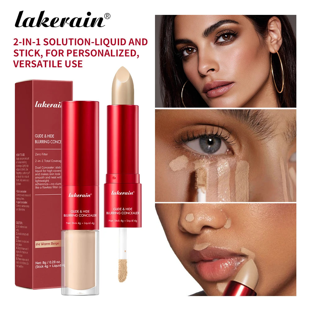 Glide and Hide Blurring Concealer and Full Coverage Foundation for Daily Makeup