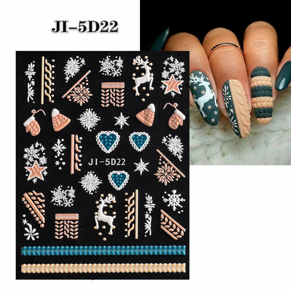Christmas Nail Stickers and Winter Snowflake Nail Decals for Holiday Art