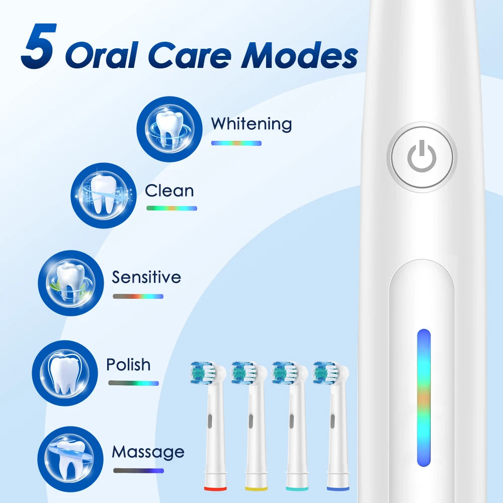 Rotating Electric Toothbrush and Rechargeable Dental Cleaner for Adults