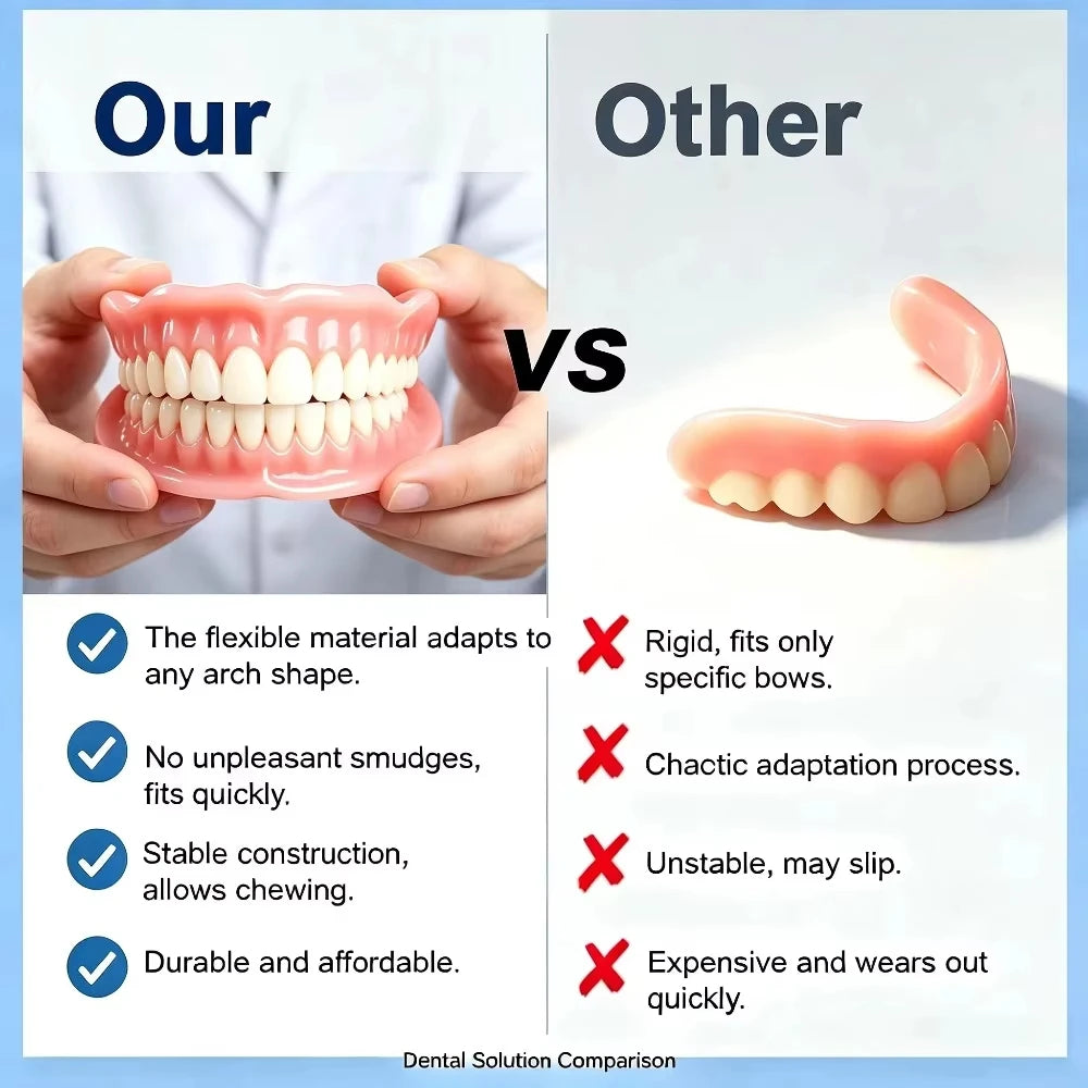 Silicone Full Denture Set and Fake Teeth Alternative for Daily Natural Oral Comfort
