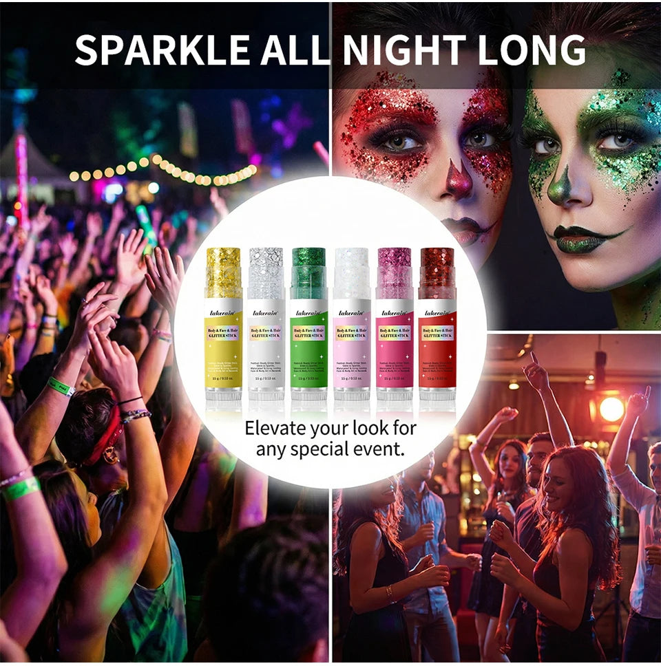 Body Shimmer Stick and Glitter Glow Balm for Festival and Party Makeup Looks - 10