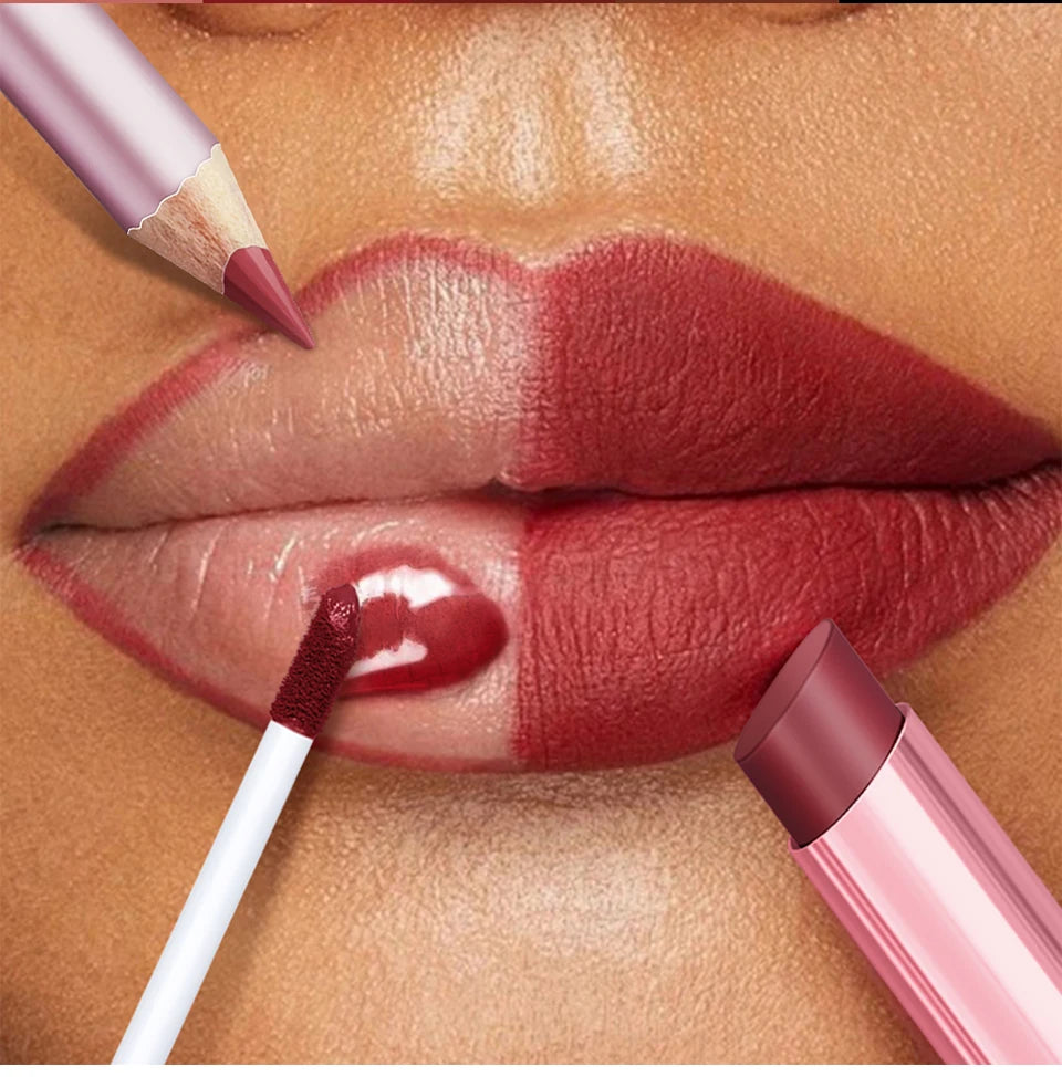 Lip Liner and Lipstick Makeup Set for Perfect Daily and Travel Lip Styling