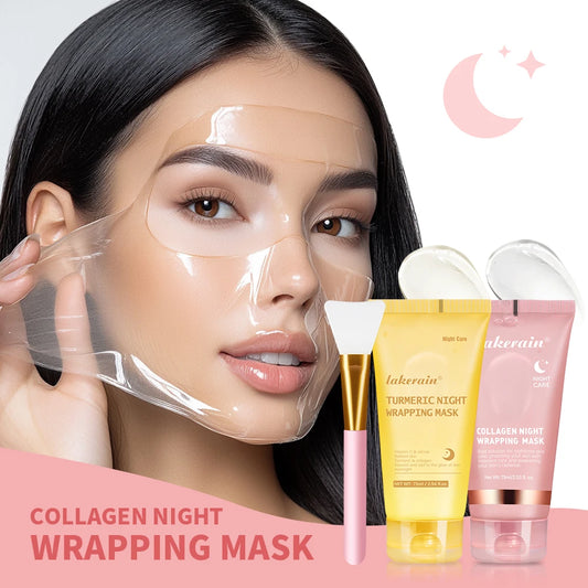 Collagen Overnight Peel Off Mask and Facial Wrapping Treatment for Night Skincare