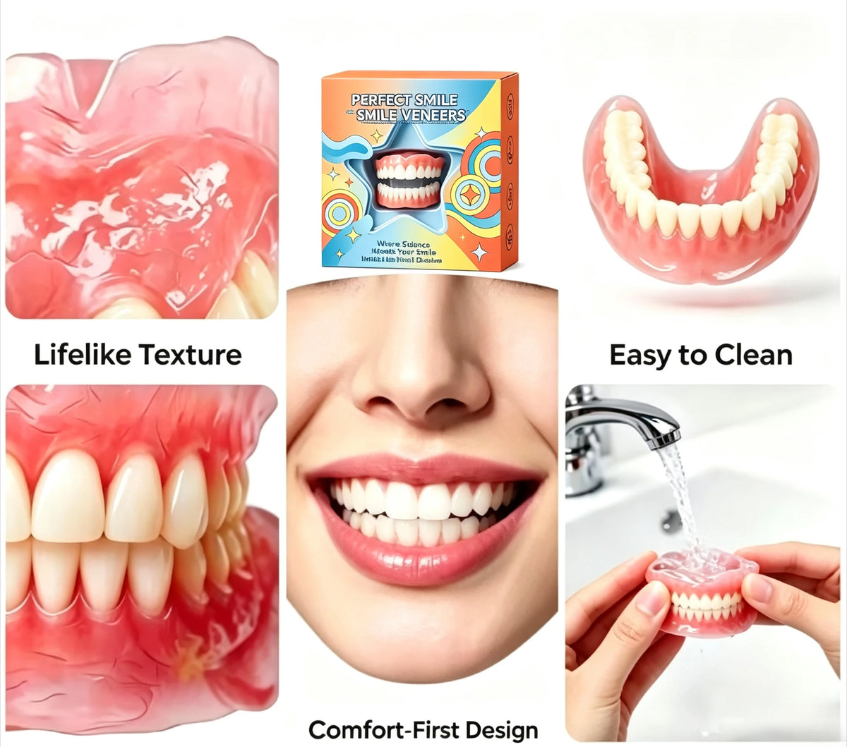 Cosmetic Fake Teeth and Denture Adhesive Kit for Natural Smile Transformation