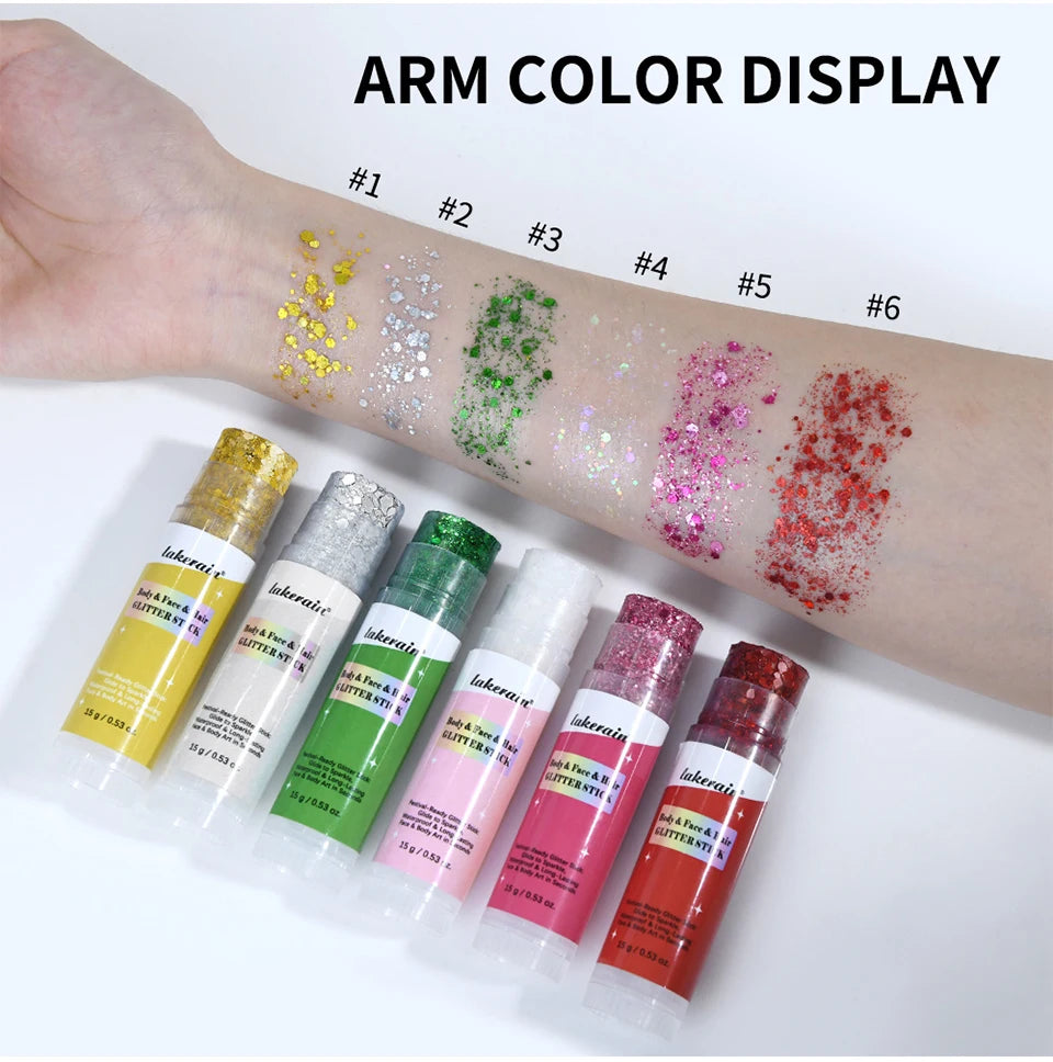 Body Shimmer Stick and Glitter Glow Balm for Festival and Party Makeup Looks
