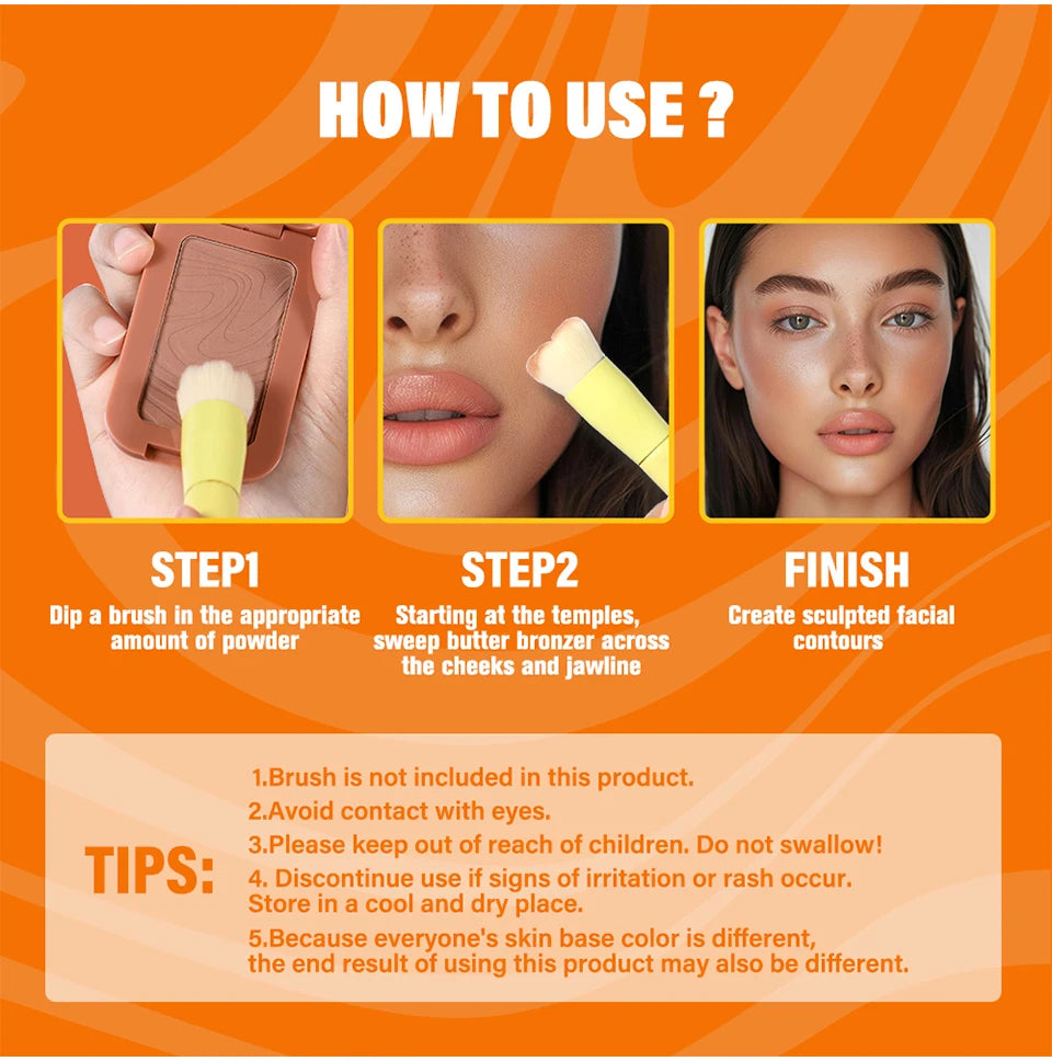 Butter Bronzer and Face Contouring Powder for Natural Sculpted Makeup Looks - 14