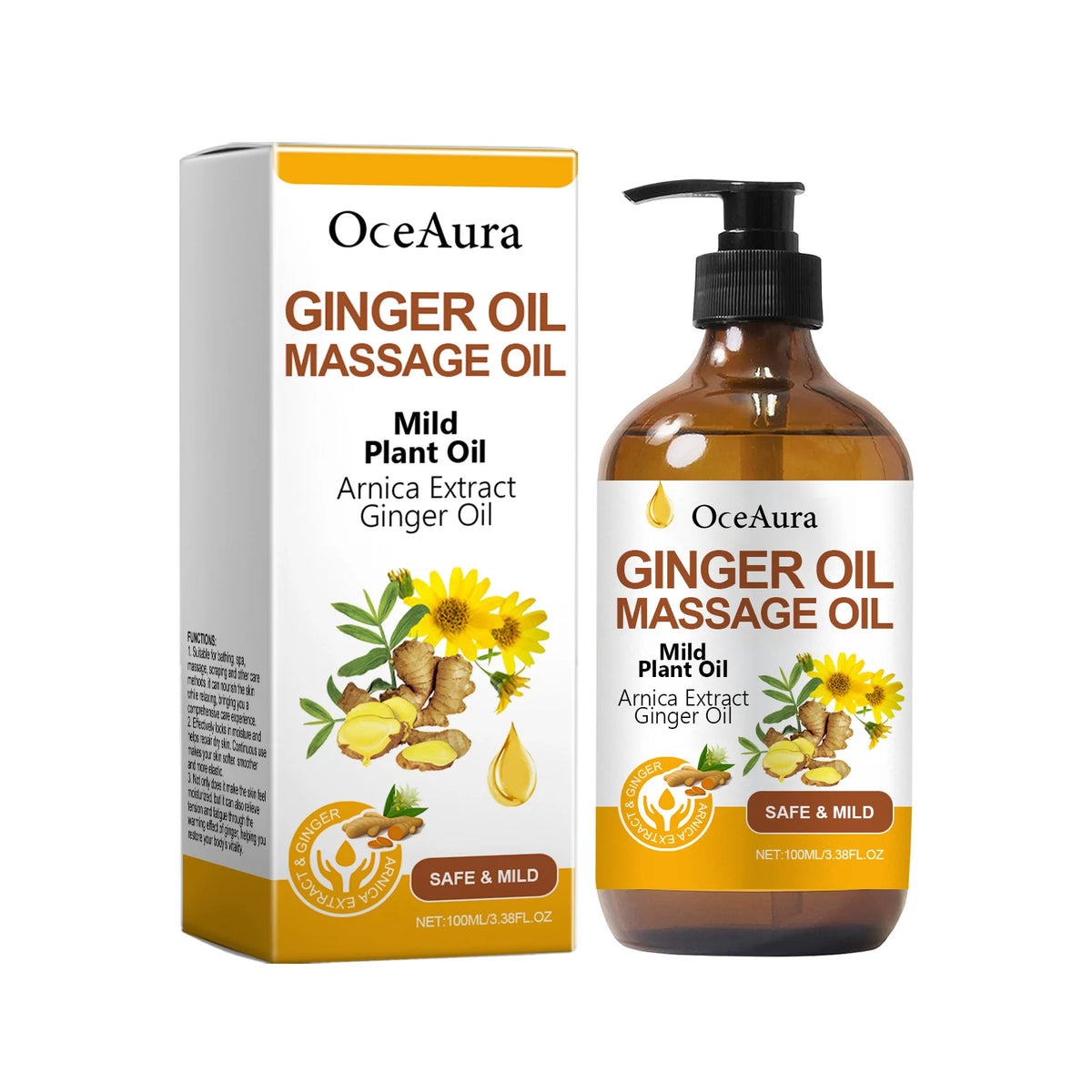 Ginger Massage Oil and Body Relaxing Essential Oil for Skin Nourishing Therapy