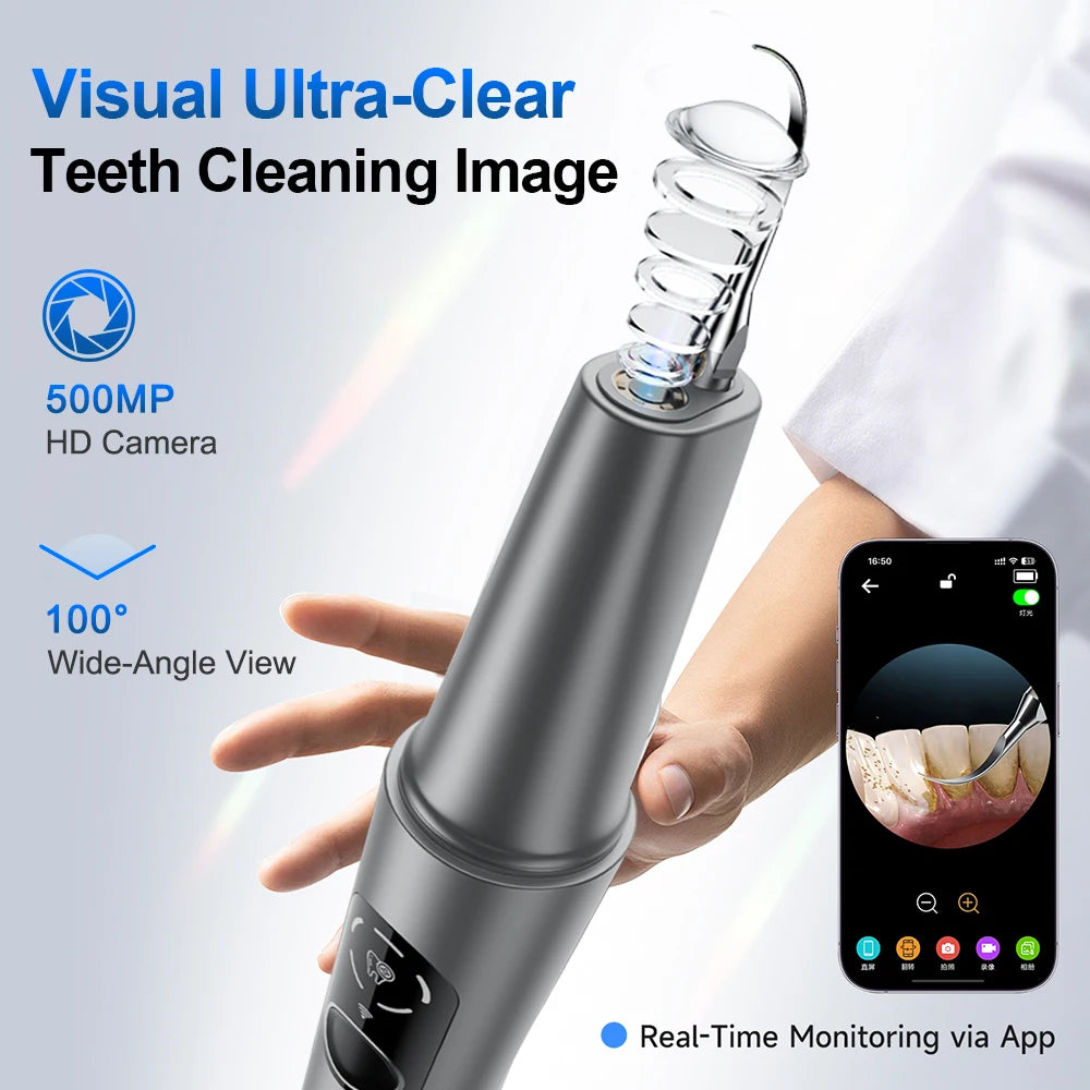 Visual Ultrasonic Dental Scaler and Tooth Tartar Remover for Home Oral Care