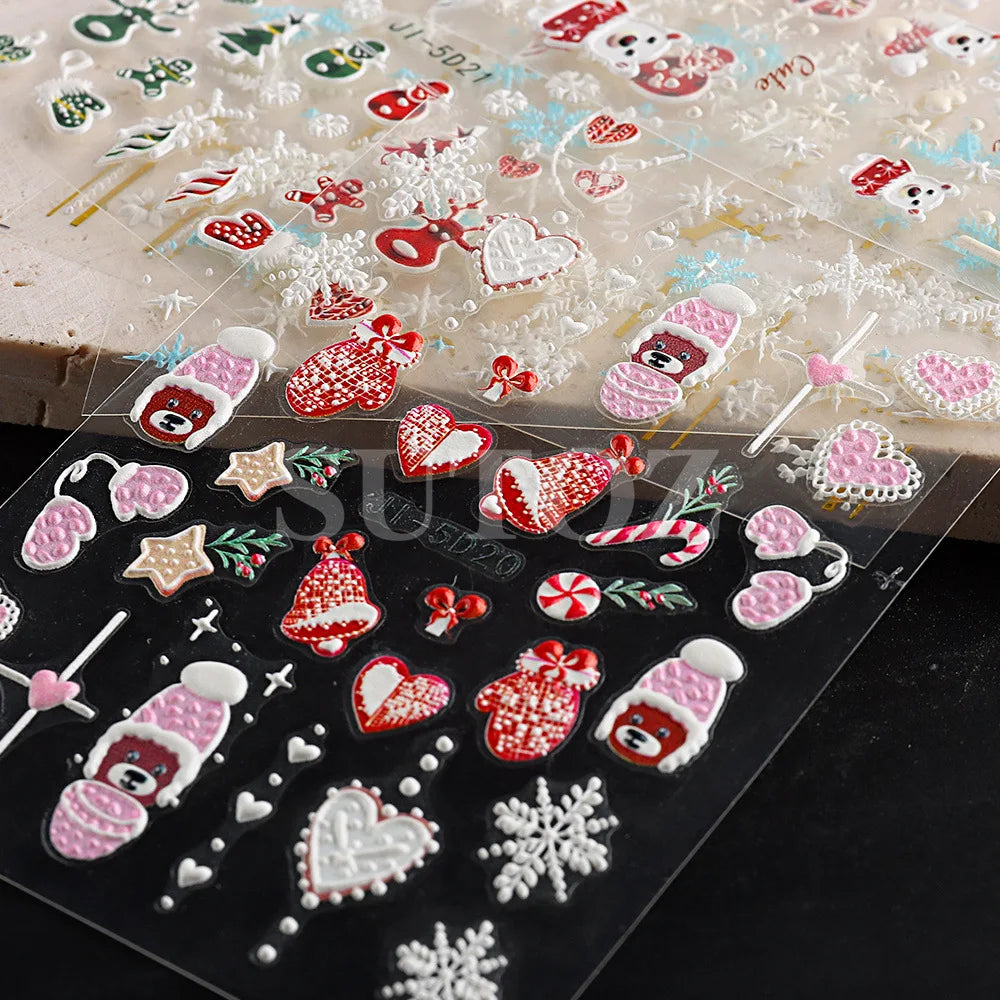 Christmas Nail Stickers and Winter Snowflake Nail Decals for Holiday Art