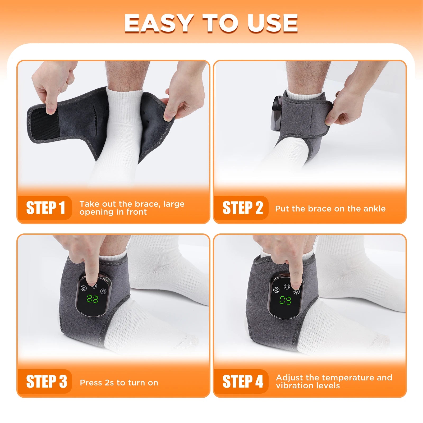 Heated Ankle Massager and Electric Vibration Wrap for Pain Relief at Home - 11
