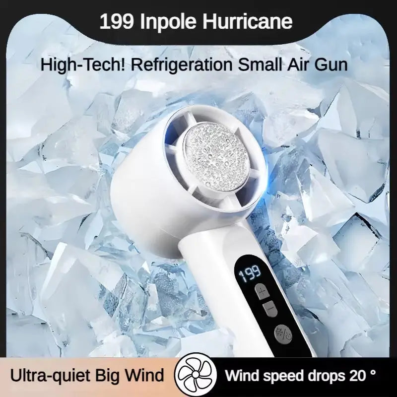 Rechargeable Turbo Mini Fan and Ice Cooling Handheld Device for Travel and Office