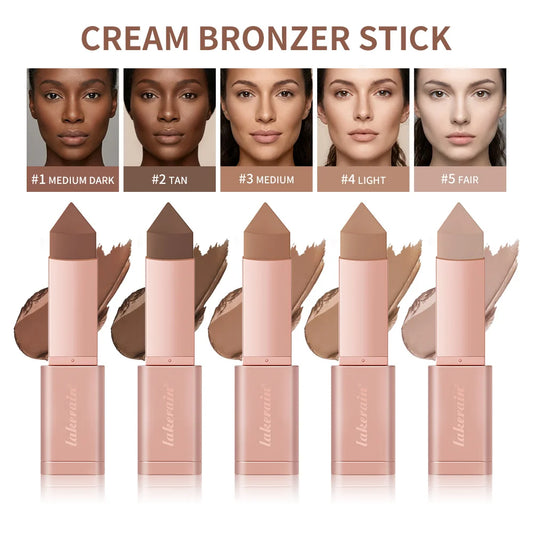 Cream Bronzer Stick and Contour Makeup Highlighter for Sculpted Face Looks