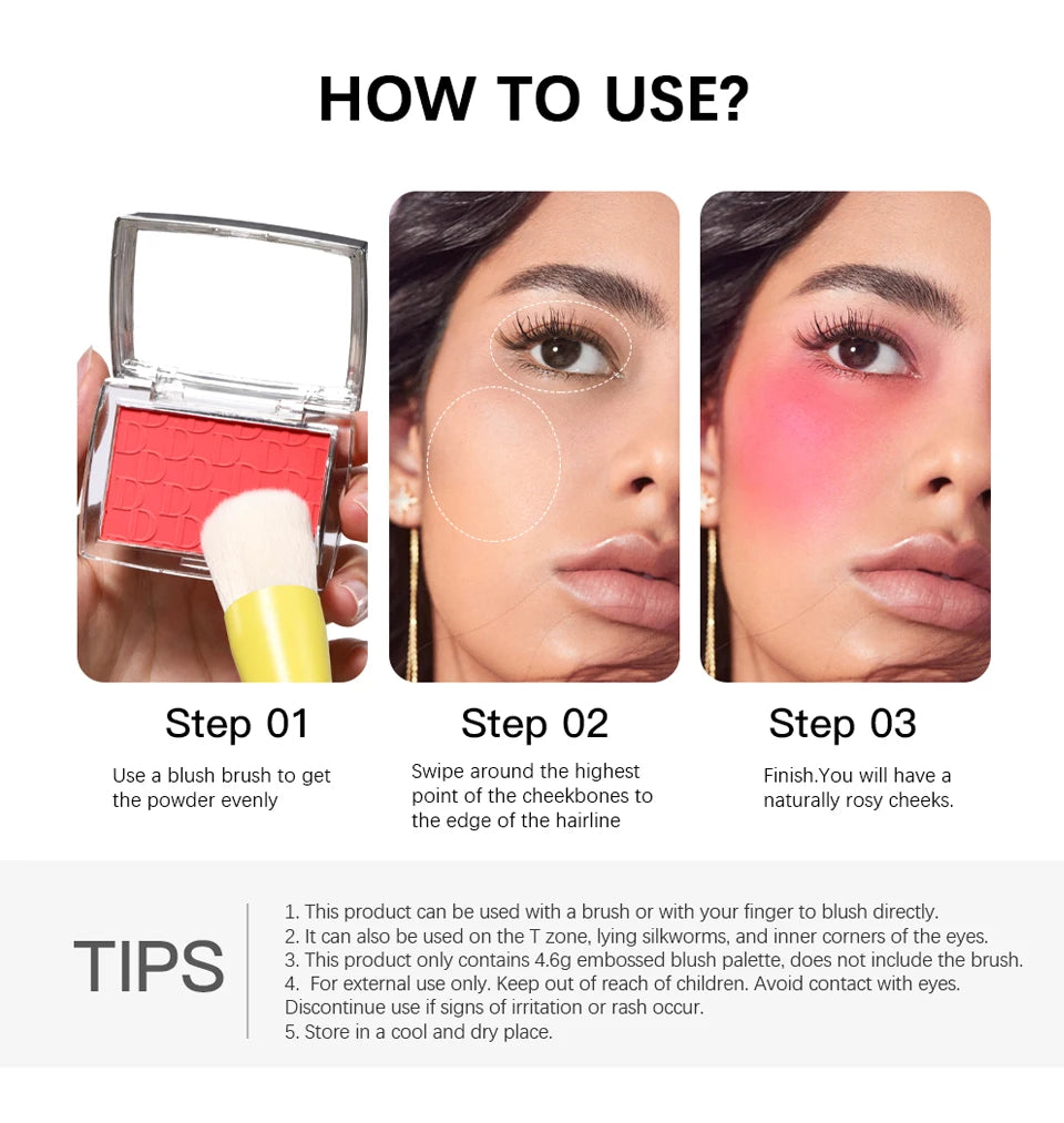 Matte Embossed Blush Palette and Facial Blusher Powder for Natural Makeup Looks - 14