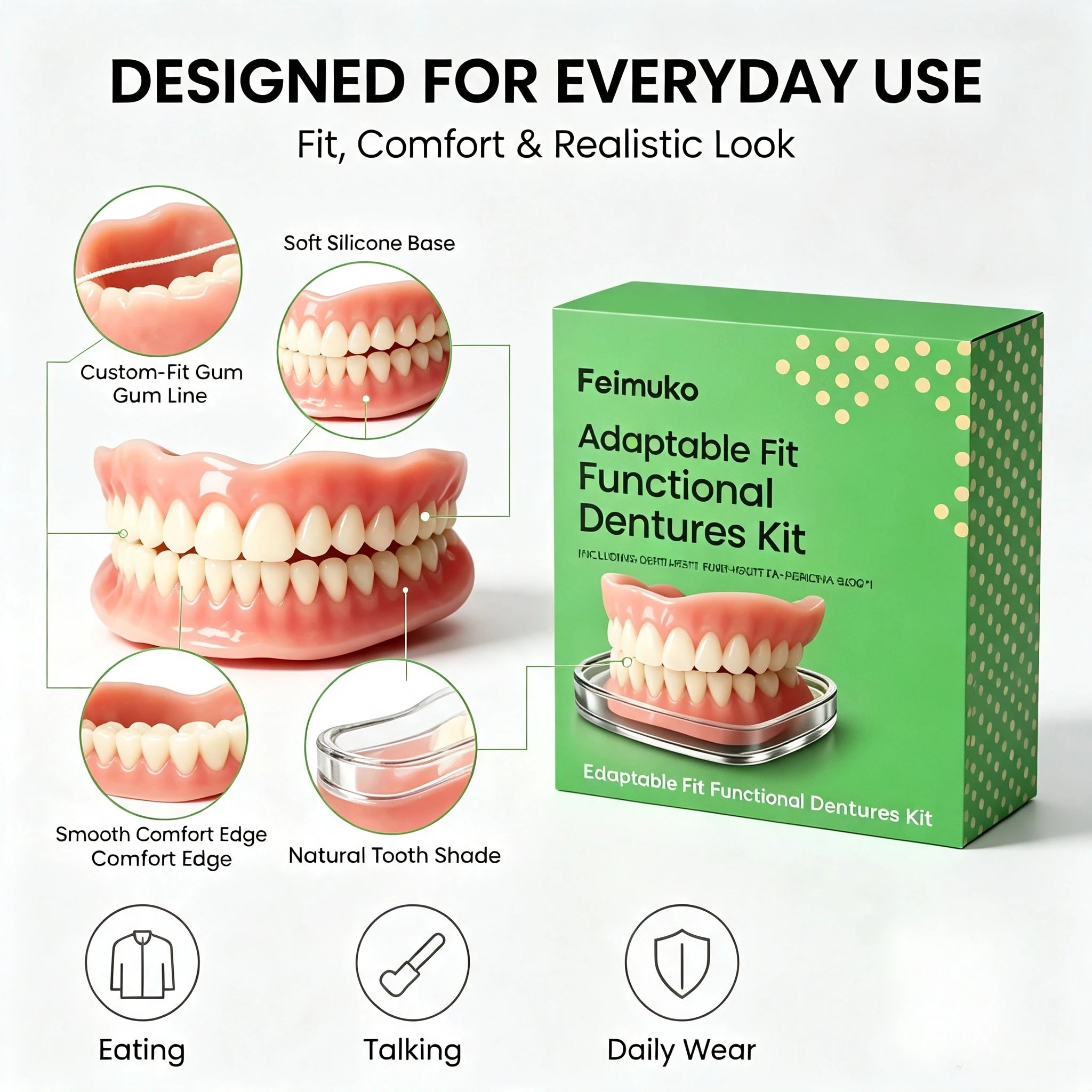 Soft Silicone Snap On Dentures and Instant Smile Teeth for Daily Wear and Events - 3